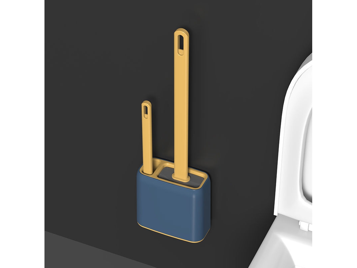 Escova sanitária amarela de plástico com suporte de silicone para parede | AQUAFORGE