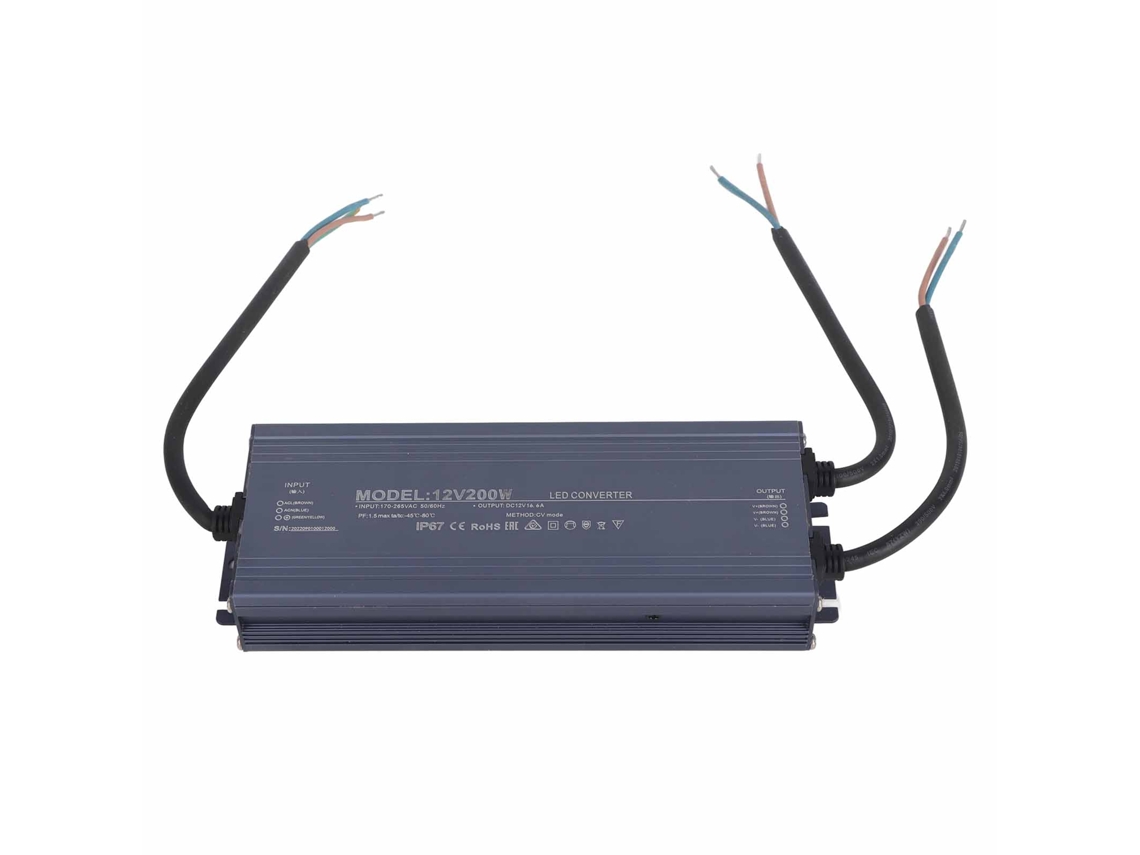 Fonte De Alimentação Impermeável Ip67 Led 200w 12v 16.6a Transformador Luz