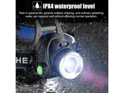 Lanterna de Cabeça Led Recarregável Usb, Lâmpada T6, IPX4 BRILVIBERA