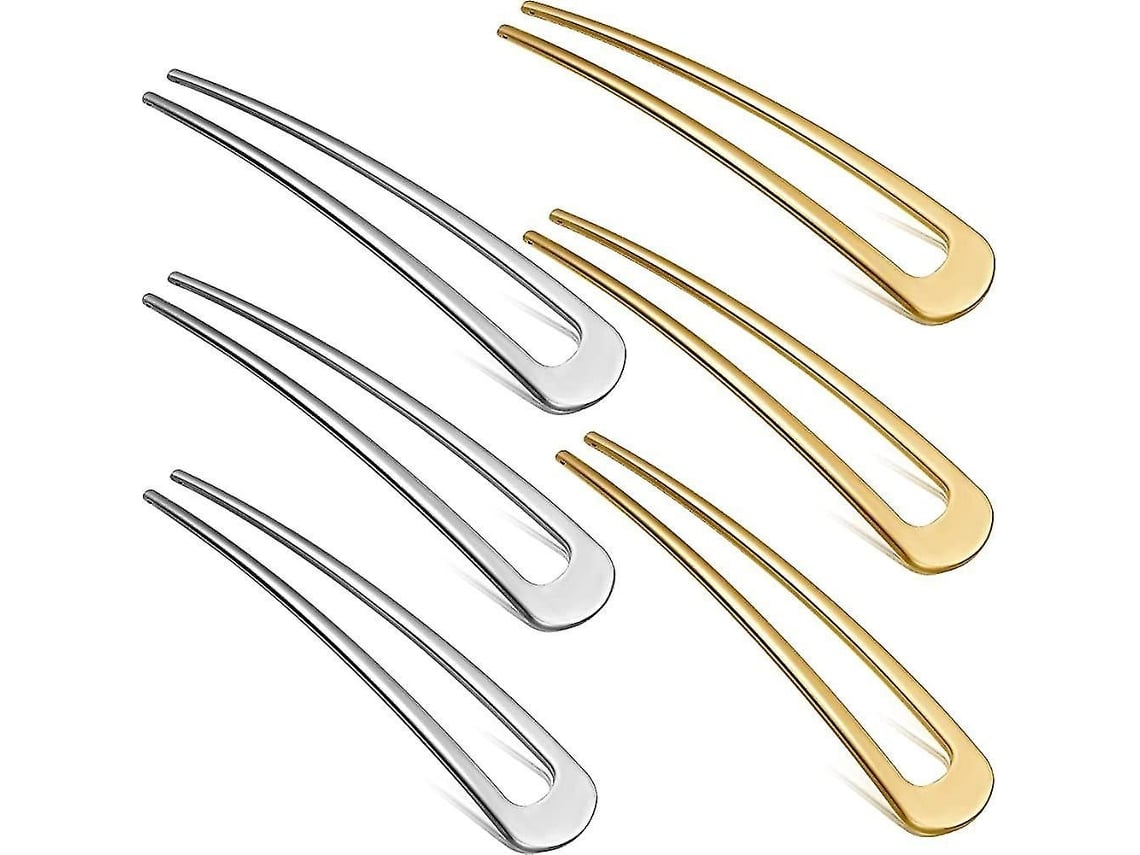 6 Grampos De Cabelo Em Formato De U, Estilo Francês, Aço