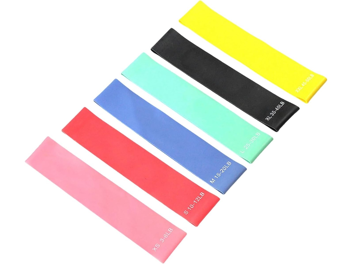 Conjunto de 6 faixas elásticas de resistência para exercícios SFUSHOS