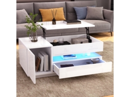 Mesa Elevatória de 95x50x34,5 cm, com Gaveta, Armário, Iluminação Led e Espaço Oculto ZKAKA