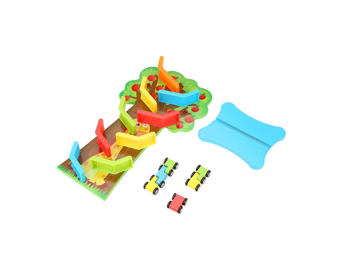 Primerox brinquedo Infantil Trilho de Carro de Deslize em Madeira com 3 Carros Educativo para Crianças