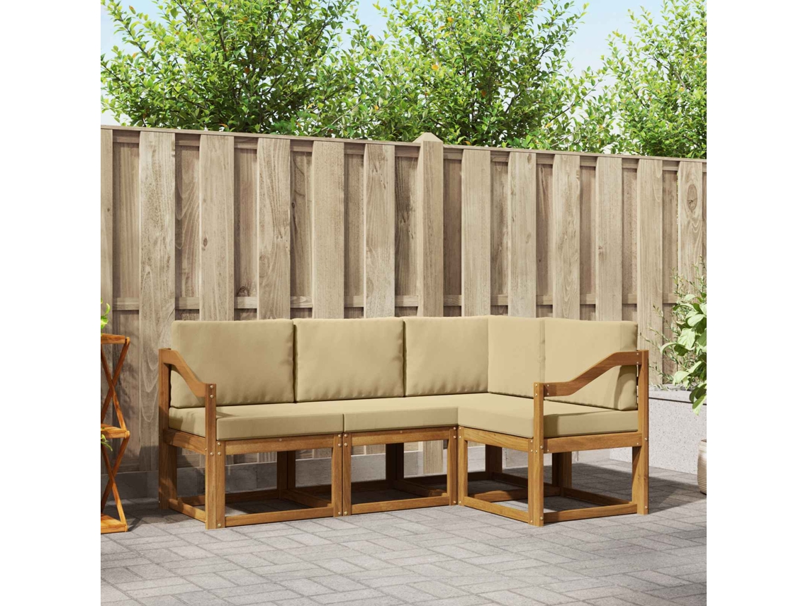 Vidaxl Conjunto De Sofás Para Exterior 4 Unid. Natural E Bege