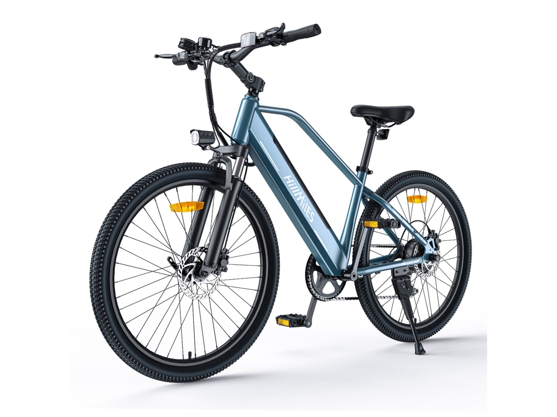 Bicicleta elétrica Hillmiles Miletrail com sensor binário, autonomia de 120 km, sistema pneumático e hidráulico, rodas de 26 polegadas.