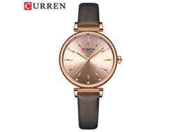 Relógio Feminino (cinza) Da Moda, Em Couro Genuíno, Simples E Elegante.
