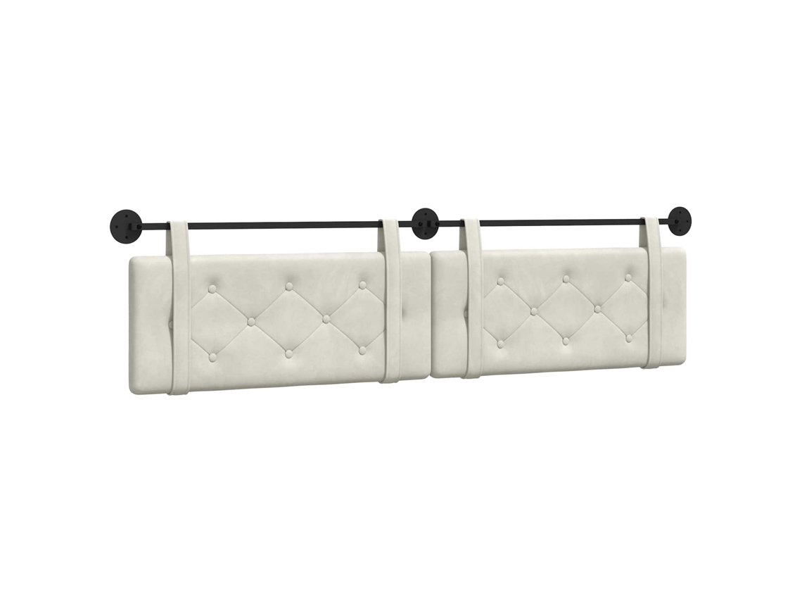 Conjunto 1 Cabeceira Suspensa Vidaxl Creme Veludo (210 X 55 X 5 Cm)
