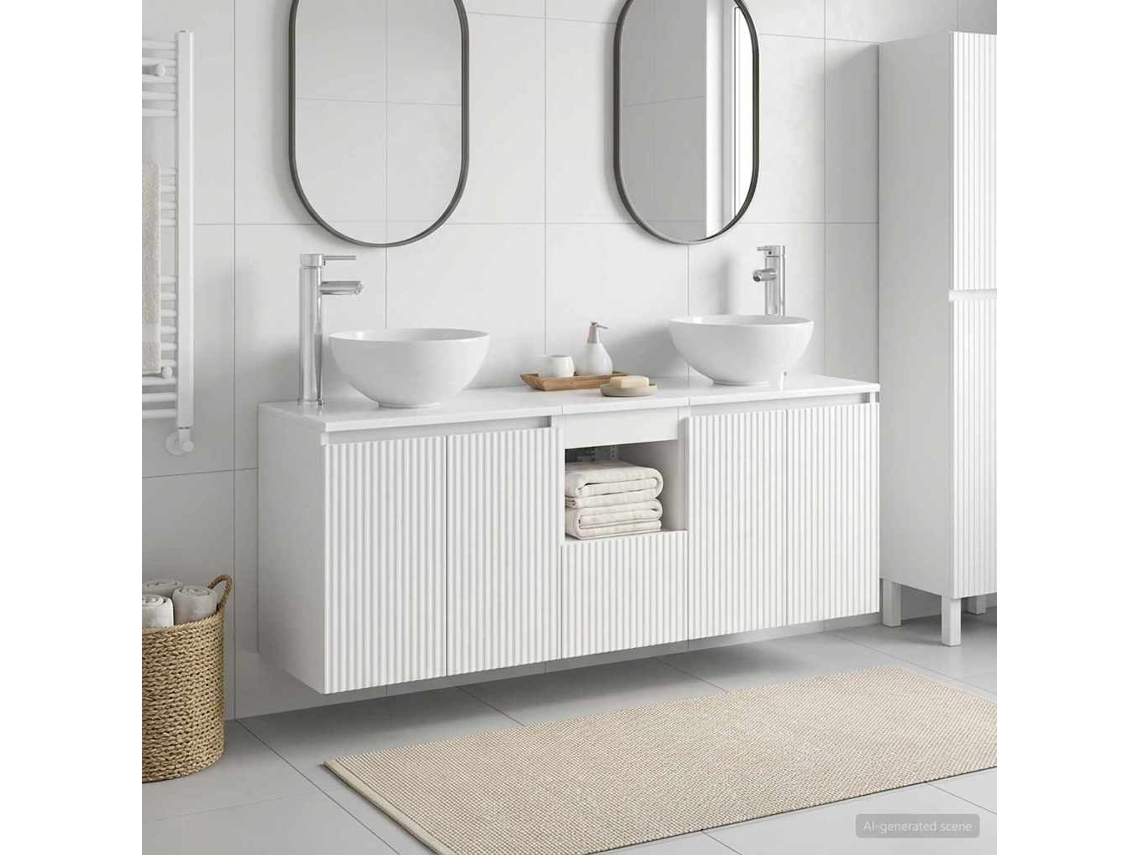 Vidaxl Conjunto De Armários Para Banheiro 3 Unid. Branco