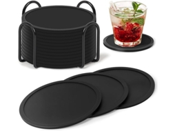 Conjunto de 12 Bases para Copos Antiderrapantes com Suporte ZYBLSSBB