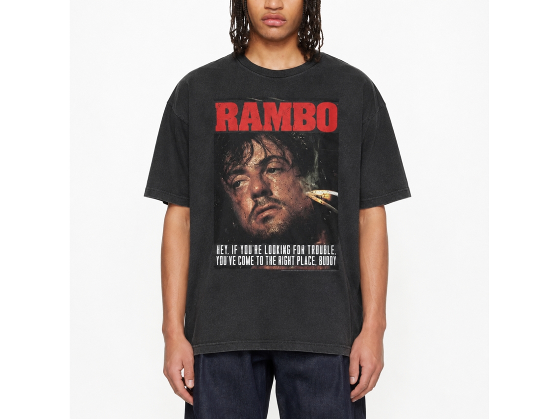 Rockinstone Rambo Movie Gimme Dat Sizzle Heather Black Adult T-shirt Size:s