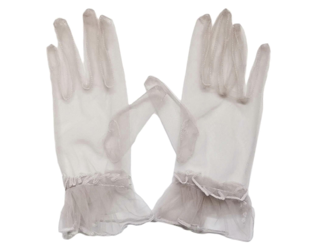 Luvas de Tule Requintadas Até o Pulso, Luvas de Dedo Inteiro, Luvas Curtas para Casamento. TAISHENGDA
