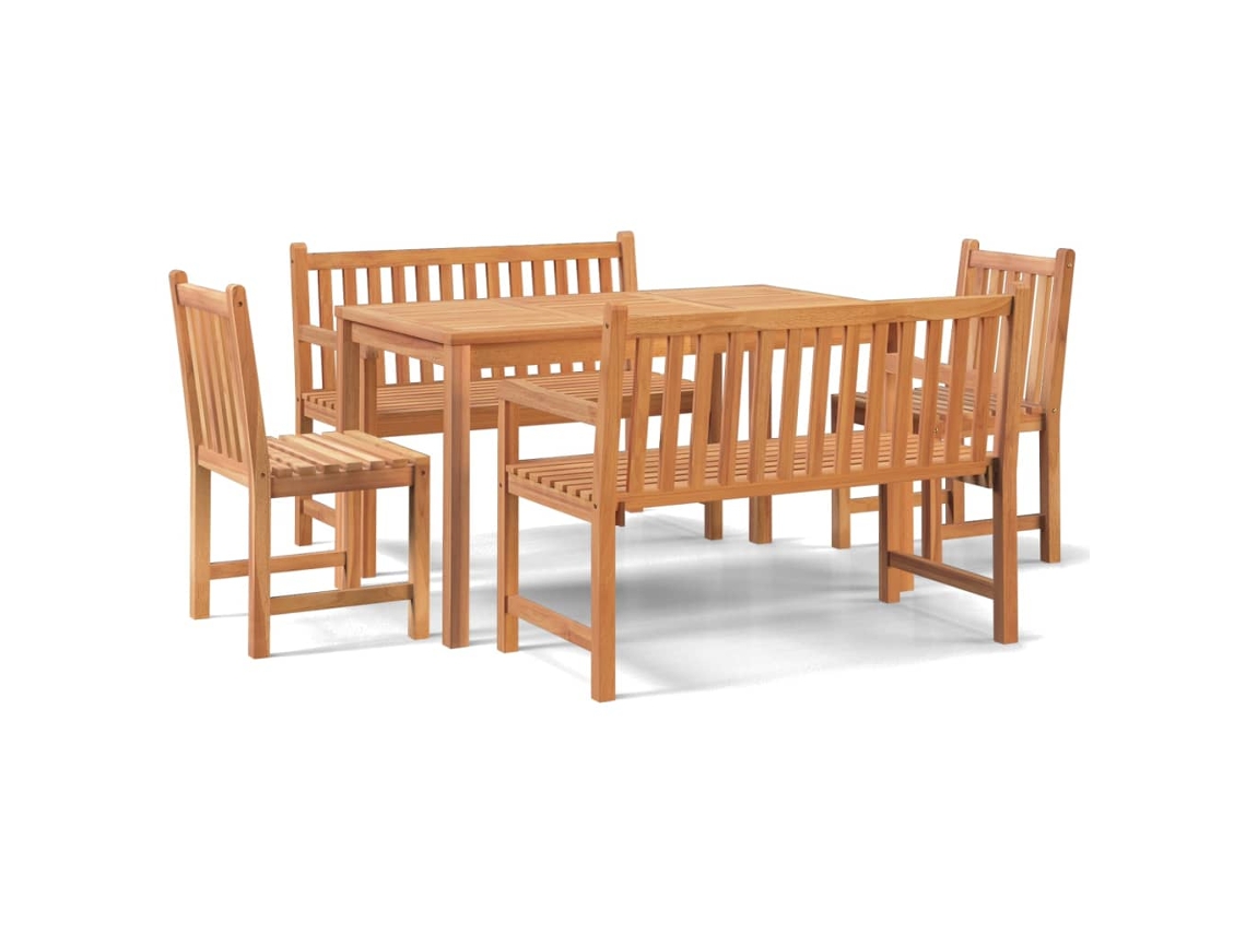 Conjunto de 5 Pcs Jantar P/ Jardim Madeira de Teca Maciça MAISON EXCLUSIVE