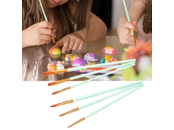 6pcs Pinceles De Pintura 6 Tamaños Mango Verde Claro Sumideros Para Artistas Prácticos Duraderos Y Confiables