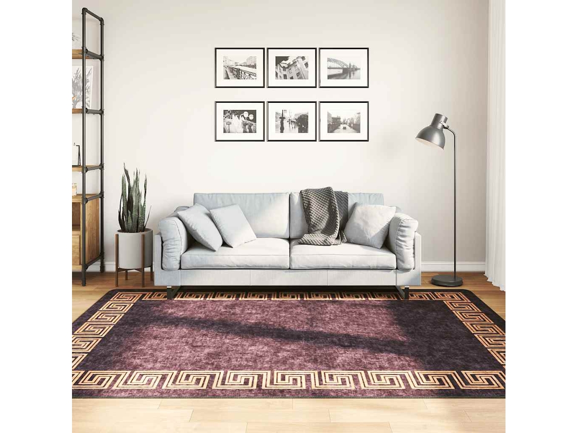 Vidaxl Tapete Lavável 160x230 Cm Preto E Dourado