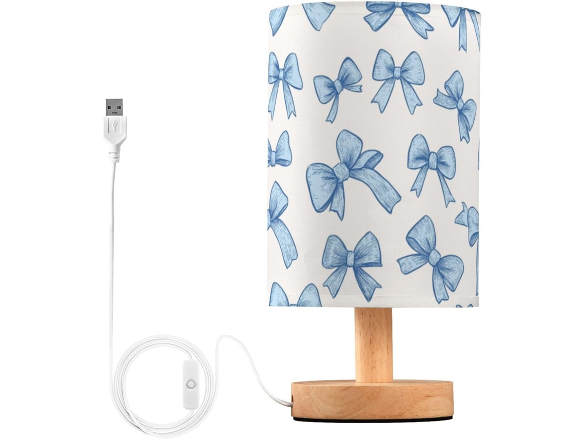 Abajur De Cabeceira Kcldeci Com Laços Azuis Para Quarto, Estilo Fazenda, Mesa De Cabeceira, Luminária De Mesa Para Sala
