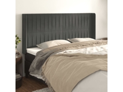 Cabecero con Alas de Terciopelo 203x16x118/128 cm Gris Oscuro