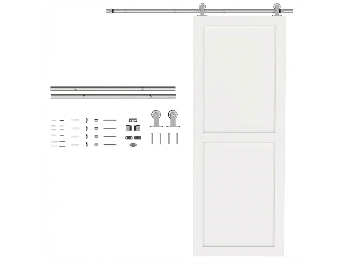 Porta de Correr BTFORUS, 152cm, Ferragem para Porta de Celeiro, Trilho 76cm, Prata