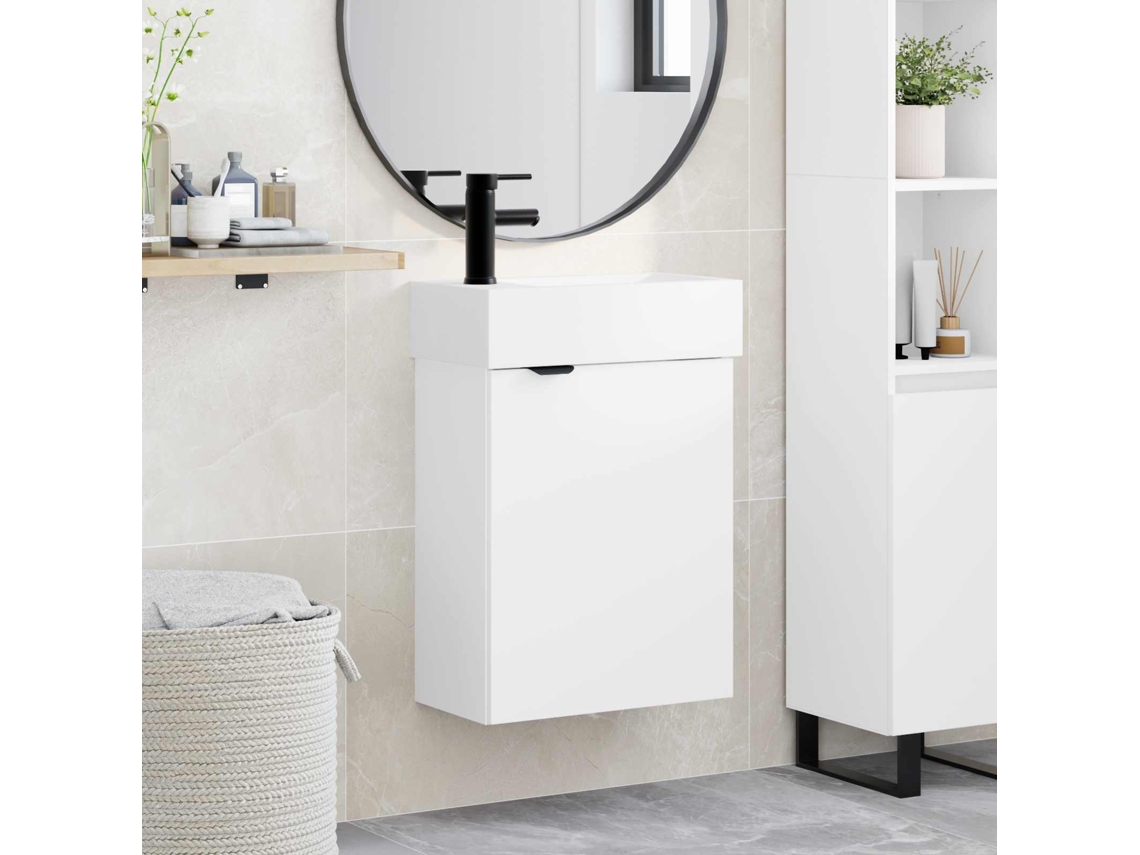 Vidaxl Conjunto De Móveis De Banheiro Com Torneira Branco