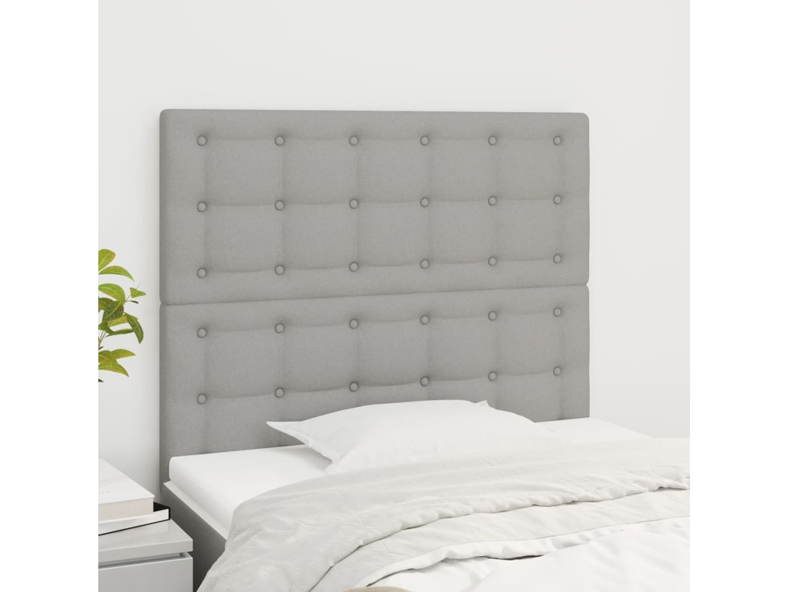 Cabeceira de cama 2 pcs tecido 90x5x78/88 cm cinzento-claro