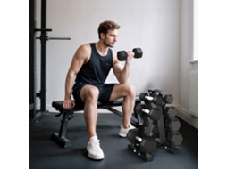 Conjunto De Halteres 2x2kg 2x5kg 2x8kg 2x10kg Com Supte Armazenamento Para Exercício Treino Preto
