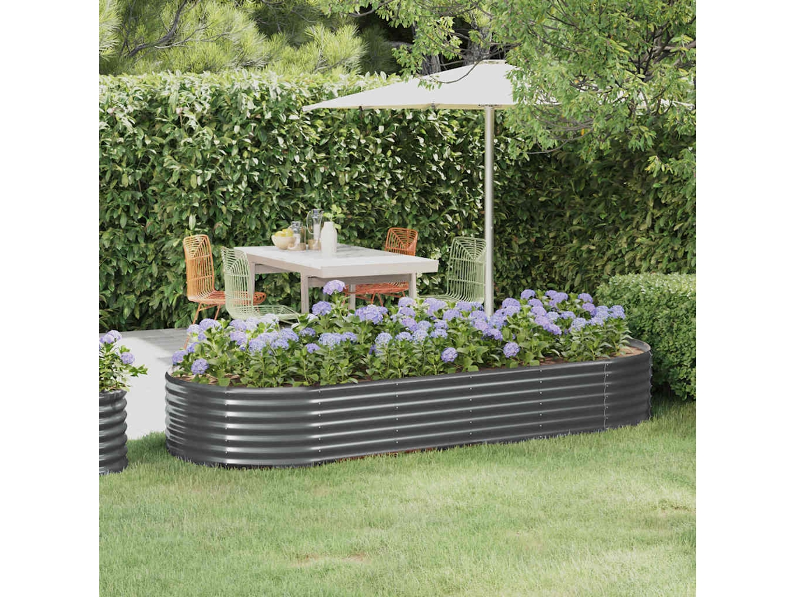 Vidaxl Canteiro Elevado Jardim 249x100x36 Aço Galvanizado Antracite