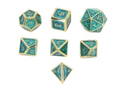 Conjunto De 7 Dados Metálicos Poliédricos Com Números Gravados Para Jogos De Tabuleiro