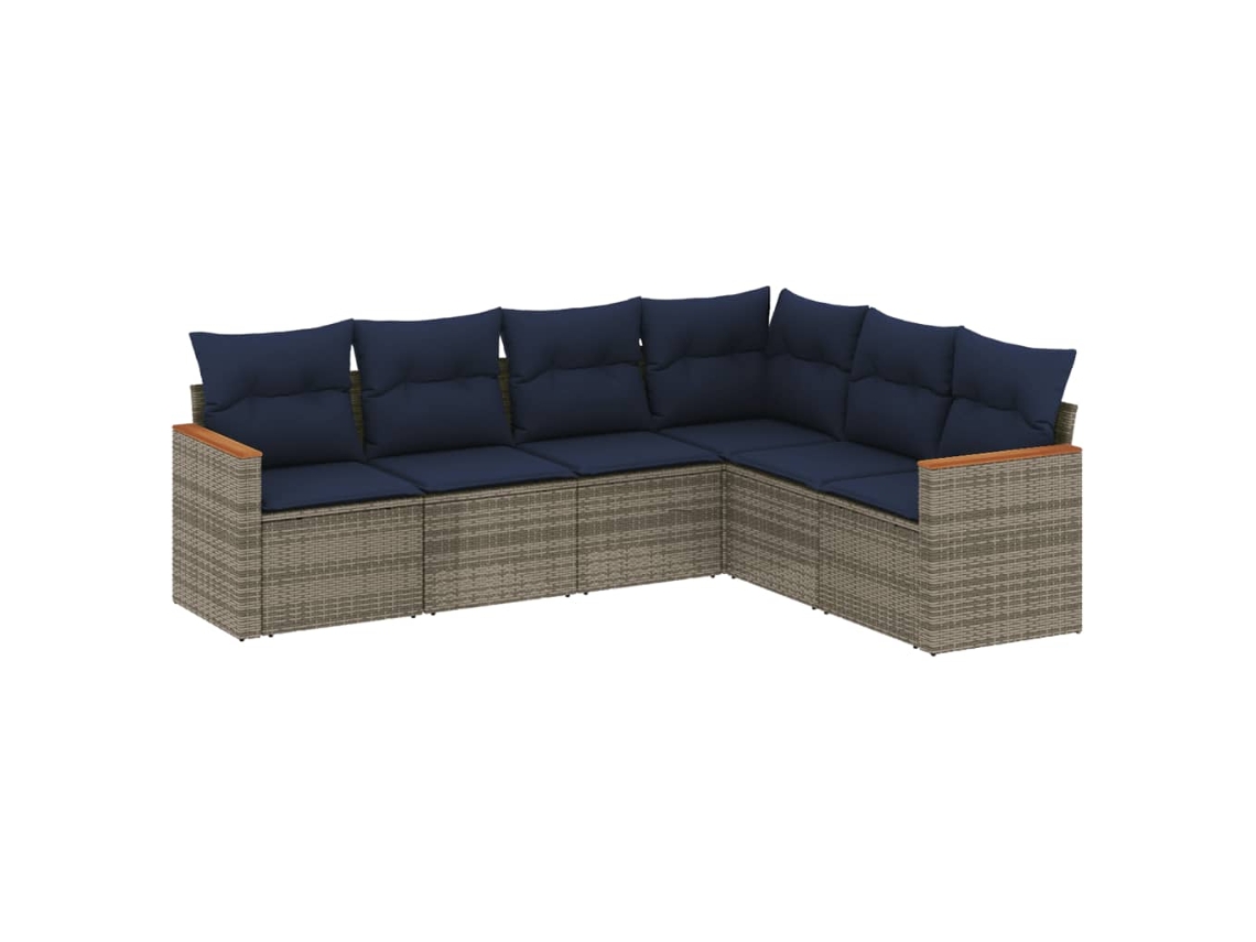 Conjunto de Sofá de Jardim, 6 Peças, Almofadas, Rattan Cinza MAISON EXCLUSIVE