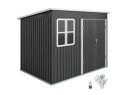 Casinha de Jardim, Garagem, Porta Grande, Estrutura Metálica, 160x218x172 cm, CINZA ESCURO