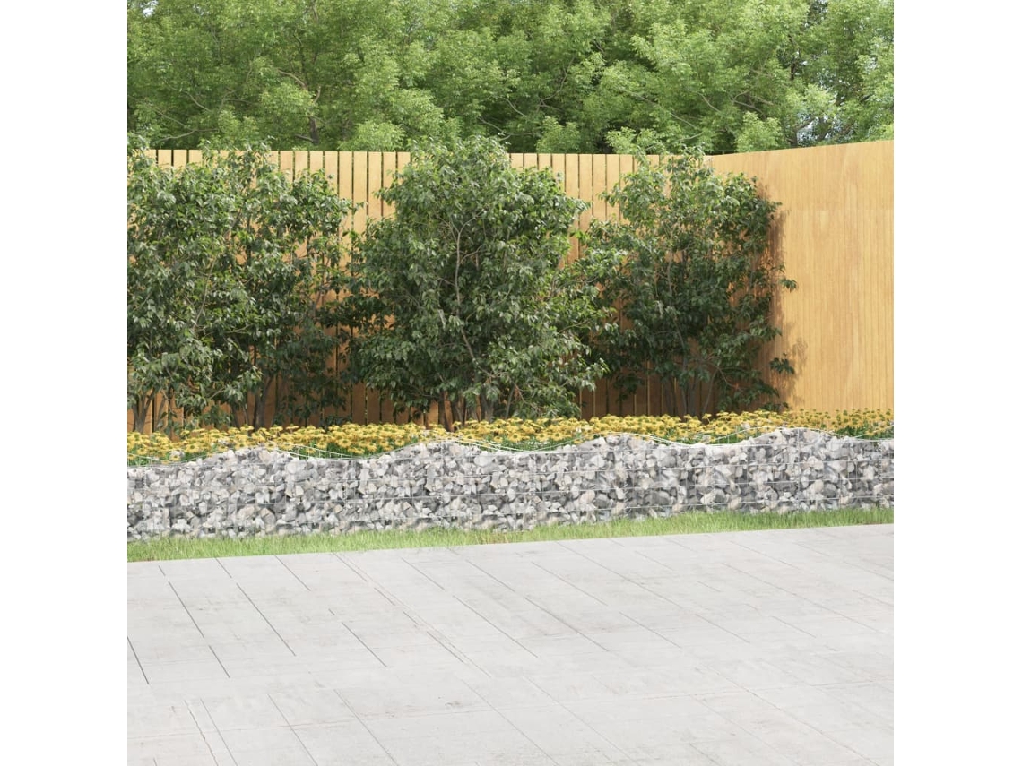 Vidaxl Canteiro Elevado Gabião Arqueado 600x100x50cm Ferro Galvanizado