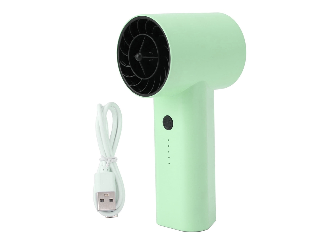 Mini Ventilador de Mão 2200mah, 130000rpm, 5 Velocidades, Portátil para Exterior, Verde Claro LAXISCREED