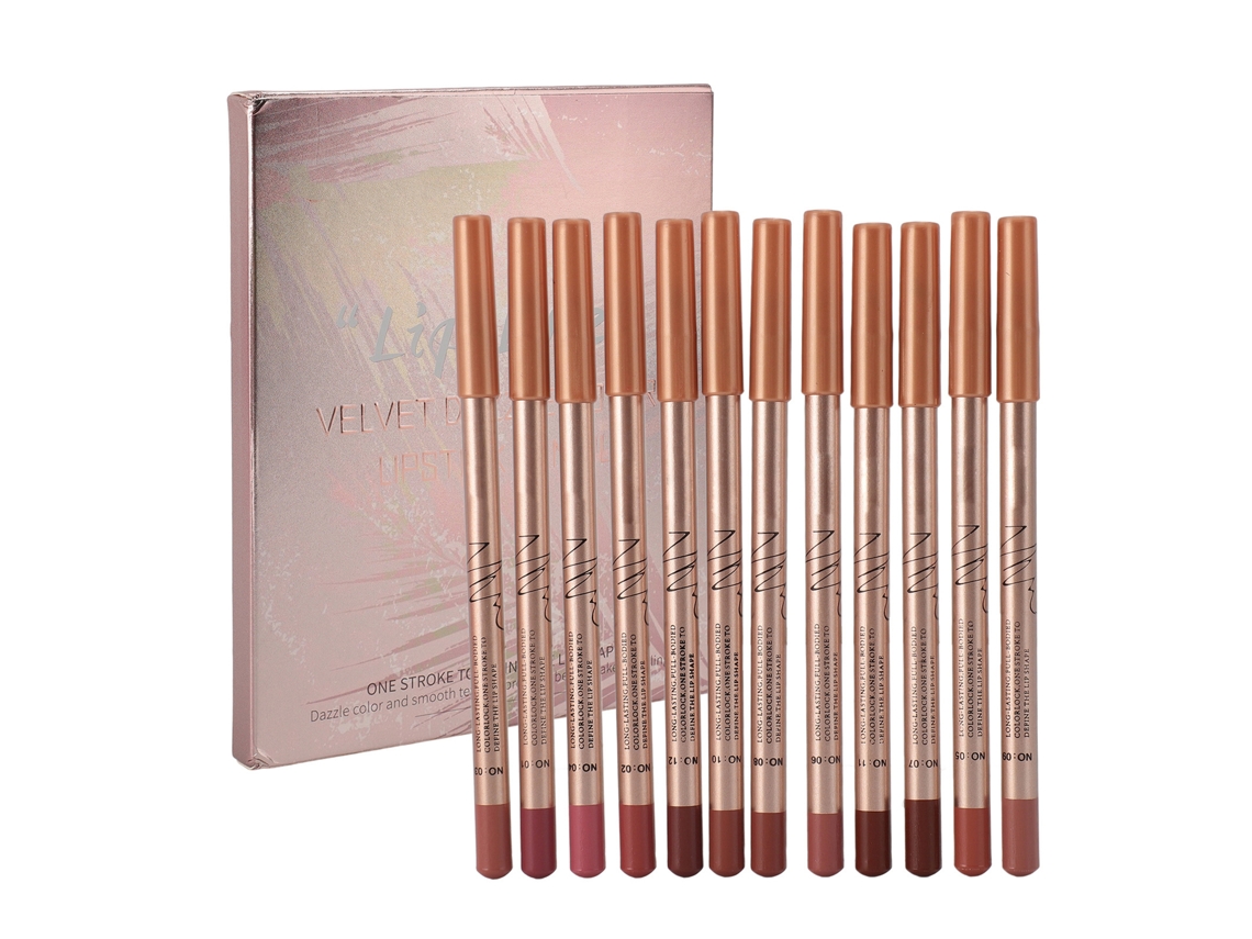 Conjunto De 12 Lápices Labiales De 0.8g, Alta Pigmentación, Larga Duración, Resistente Ao Borroso, Maquiagem Labial Portátil Para Uso Diário
