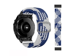 Pulseira Garmin Fenix 7x, Ajustável, Nylon Trançado, Elástico, Azul E Branco.
