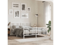 Vidaxl Estrutura De Cama Com Cabeceira E Pés 150x200 Cm Metal Branco