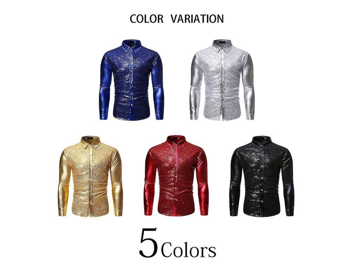 2026 camisa de Manga Longa com Ponto e Estampa Dourada para Homem Dif L Negro