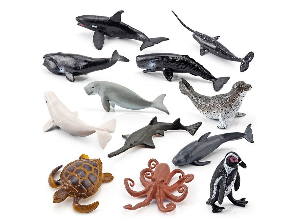 Ats 12 Peças de Mini Brinquedos Marinhos para Crianças Figuras Plásticas de Animais Marinhos Modelos de Simulação Presente Infantil