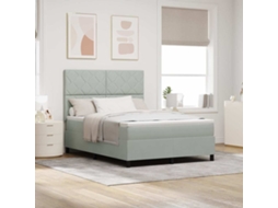 Vidaxl Cama Box Com Cabeceira Cinzento-claro 140 X 190 Cm Veludo