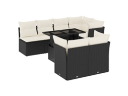 Conjunto de 8 sofás de jardim com almofadões Vime Pe Preto MAISON EXCLUSIVE (8 peças)