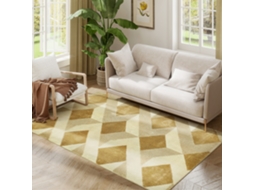Tapete De Pelo Curto Lavável À Máquina, 170x120 Cm, Estilo Moderno, Para Sala De Estar, Quarto E Sala De Jantar, Cor Creme.