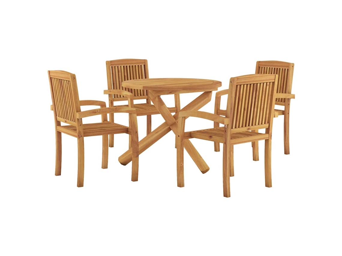 Maison Exclusive - 5 Pcs Conjunto De Jantar Para Jardim Madeira De Teca Maciça