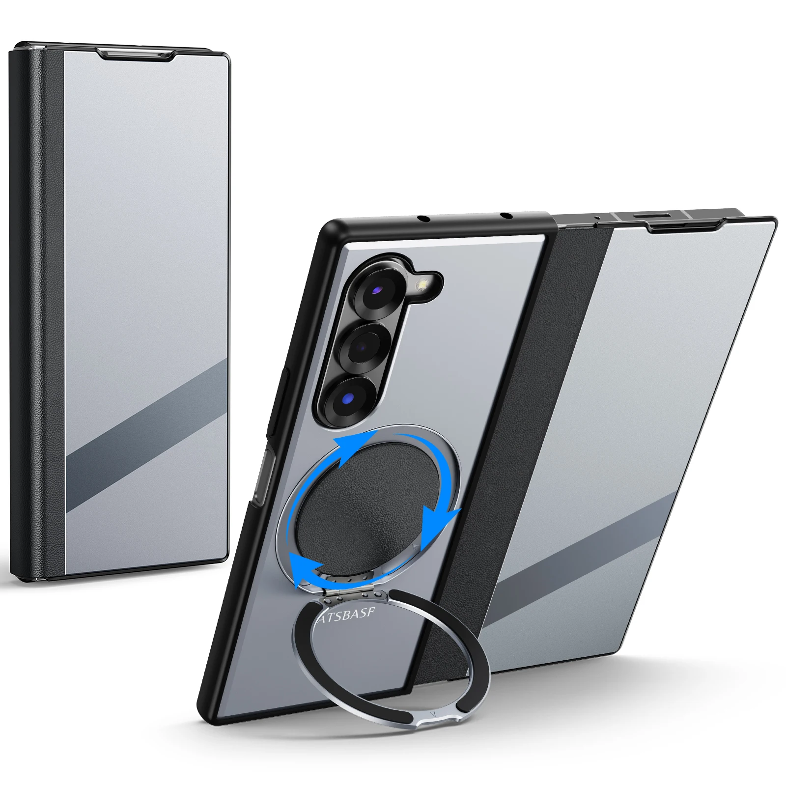 Capa Para Celular (galaxy Z Fold7 Cinza), Compatível Com Suporte Magnético Magsafe E Rotação De 360°.