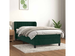Vidaxl Cama Com Molas/colchão 100x200 Cm Veludo Verde-escuro