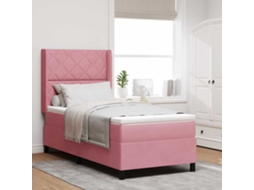 Vidaxl Cama Box Com Cabeceira Rosa 90 X 200 Cm Veludo