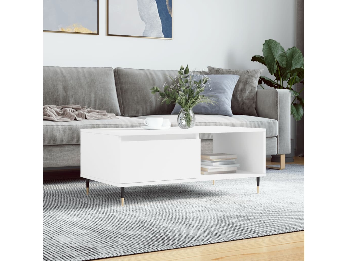 Vidaxl Mesa De Centro 90x50x36,5 Cm Derivados De Madeira Branco