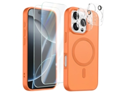 Conjunto De Capa Magsafe Para Iphone 16 Pro Com 2 Vidros Temperados E 2 Proteções Para A Câmara