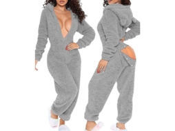 Pijama macacão longo de algodão quentinho 2026 com zíper e capuz com orelhas de gato F4871