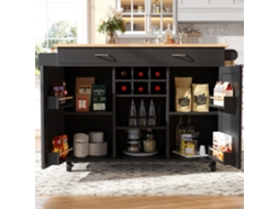 Armário Multifuncional Moderno, Buffet Carrinho em Madeira, Design Preto para Cozinha Compacta e Estilosa PAPRIKA (102x45x92 cm)