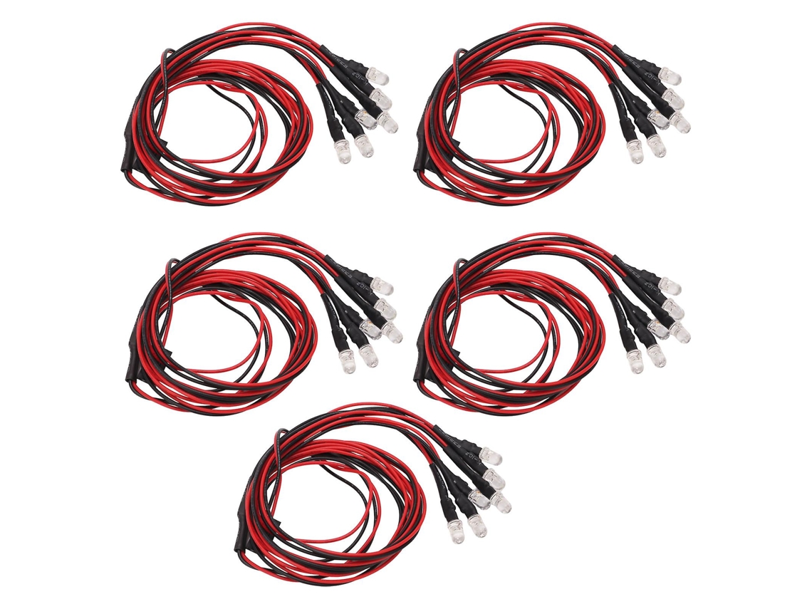 Kit De Luz Led Para Carro Rc Com 5 Peças, 24,8 Pol., 6 Leds Por Peça, Silicone Durável, Fácil Instalaçãovayotoy