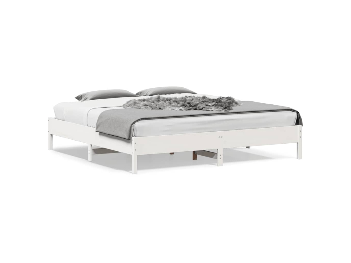 Vidaxl Cama Sem Colchão 200x200 Cm Madeira De Pinho Maciça Branco