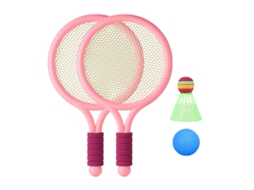 Mali conjunto de Raquetes de Badminton e Tênis para Crianças Rosa para Brincadeiras Ao Ar Livre