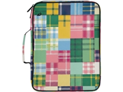 Organizador De Arquivos Expansível Em Padrão Xadrez Tartan Com Fichário Argolas Removível E Divisórias Sanfonadas